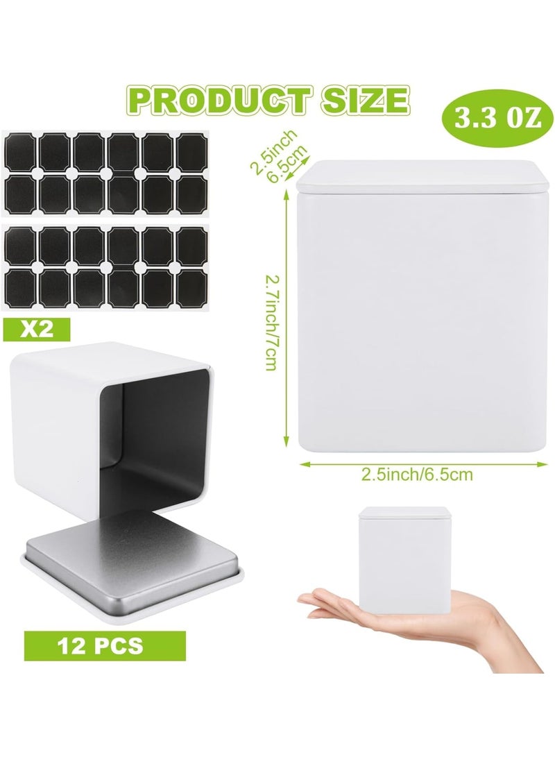 KASTWAVE علبة شاي معدنية مع أغطية مزدوجة محكمة الإغلاق، علب شاي صغيرة، علب تخزين شاي محكمة الإغلاق للمطبخ، حاويات شاي مربعة للشاي السائب، الأعشاب، القهوة، سكر مكعب (12 قطعة، 3 أونصات) - Image 3