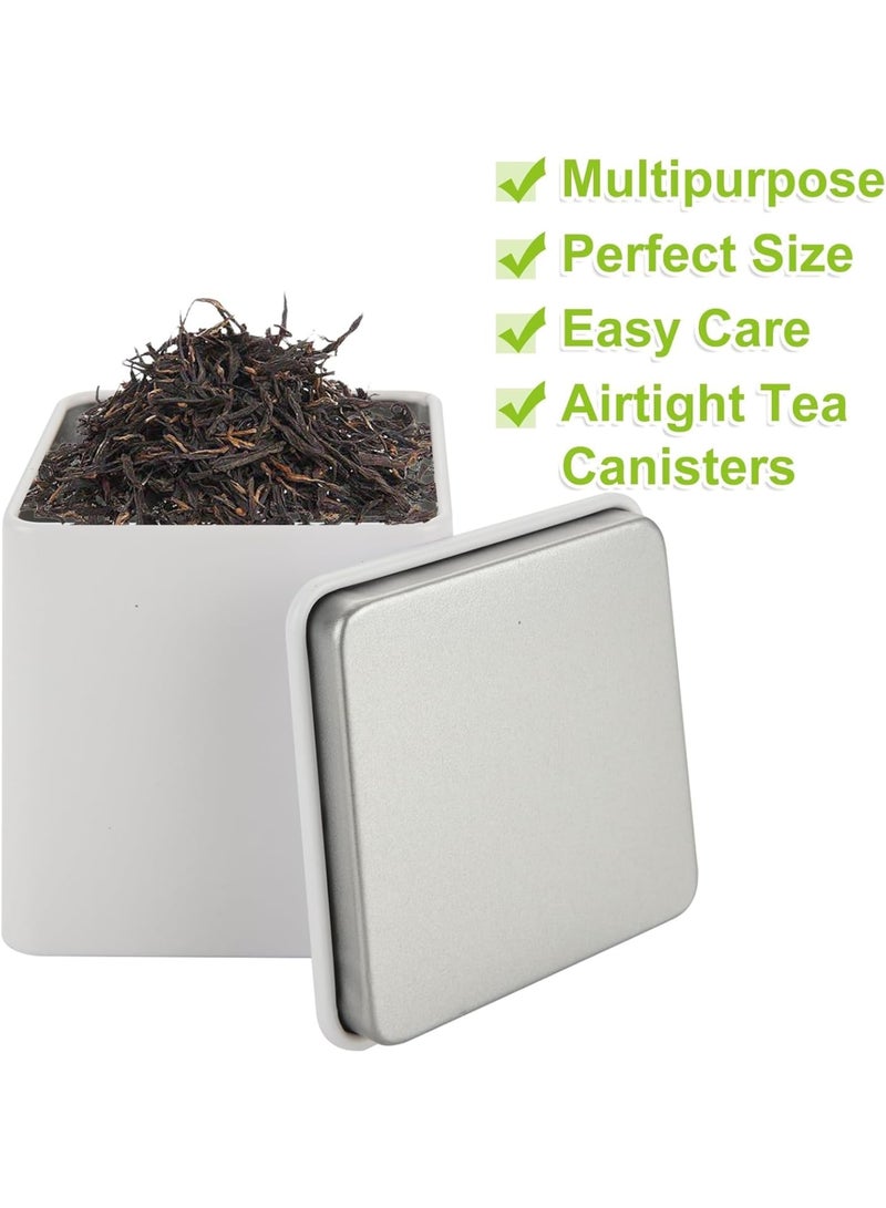 KASTWAVE علبة شاي معدنية مع أغطية مزدوجة محكمة الإغلاق، علب شاي صغيرة، علب تخزين شاي محكمة الإغلاق للمطبخ، حاويات شاي مربعة للشاي السائب، الأعشاب، القهوة، سكر مكعب (12 قطعة، 3 أونصات) - Image 2