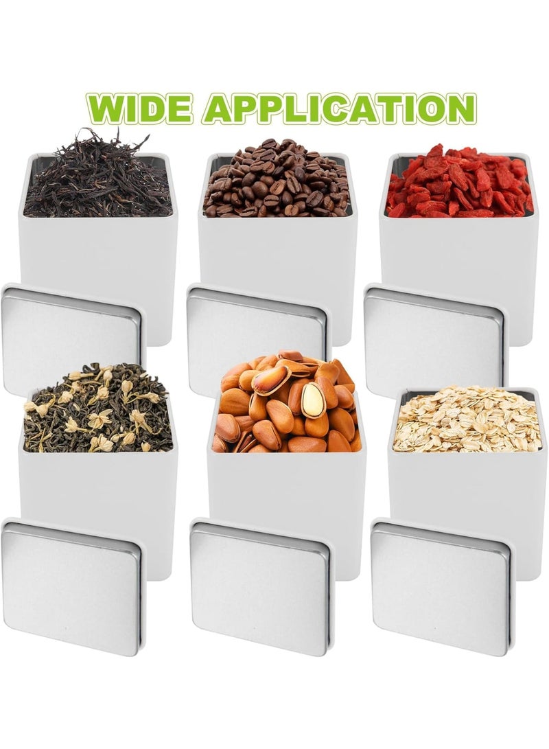 KASTWAVE علبة شاي معدنية مع أغطية مزدوجة محكمة الإغلاق، علب شاي صغيرة، علب تخزين شاي محكمة الإغلاق للمطبخ، حاويات شاي مربعة للشاي السائب، الأعشاب، القهوة، سكر مكعب (12 قطعة، 3 أونصات) - Image 5