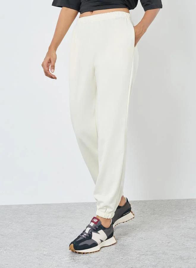 ستايلي Styli Solid Elastic Waist Cuffed Joggers