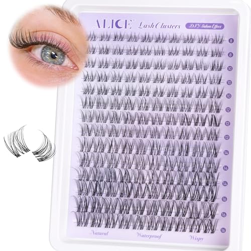 Alice Wispy Lash Clusters Invisible Band Natural Lash Extensions Waterproof 8-16mm Cluster Eyelash Extension D Curl DIY Individual Cluster Lashes by ALICE - Image 1
