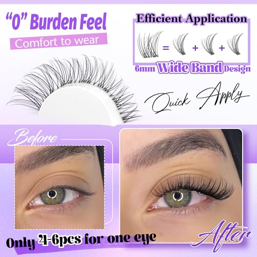 Alice Wispy Lash Clusters Invisible Band Natural Lash Extensions Waterproof 8-16mm Cluster Eyelash Extension D Curl DIY Individual Cluster Lashes by ALICE - Image 5