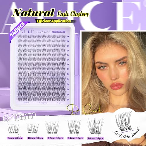 Alice Wispy Lash Clusters Invisible Band Natural Lash Extensions Waterproof 8-16mm Cluster Eyelash Extension D Curl DIY Individual Cluster Lashes by ALICE - Image 2