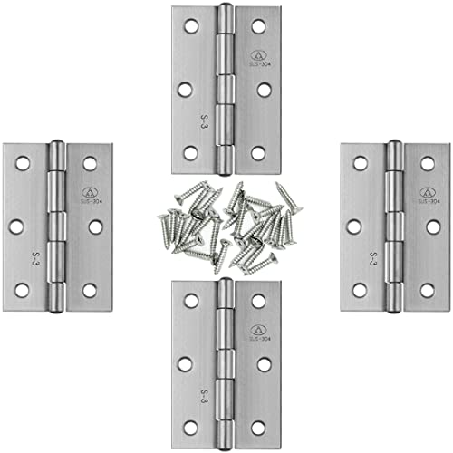 Adiyer 4pcs 304 Stainless Steel 3-inch Folding Butt Hinges Home Furniture Hardware Door Hinges for Door Case Lid Wooden Box Chest (75mm x 50mm x 1.5mm) - Image 1