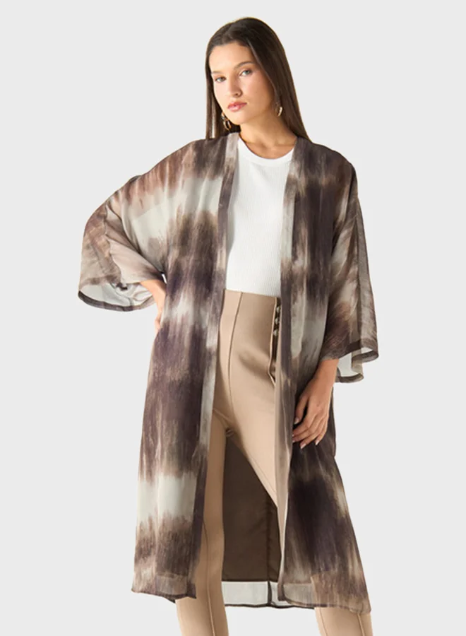 Iconic Printed Open Front Kimono Shrug