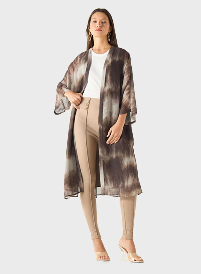 Iconic Printed Open Front Kimono Shrug