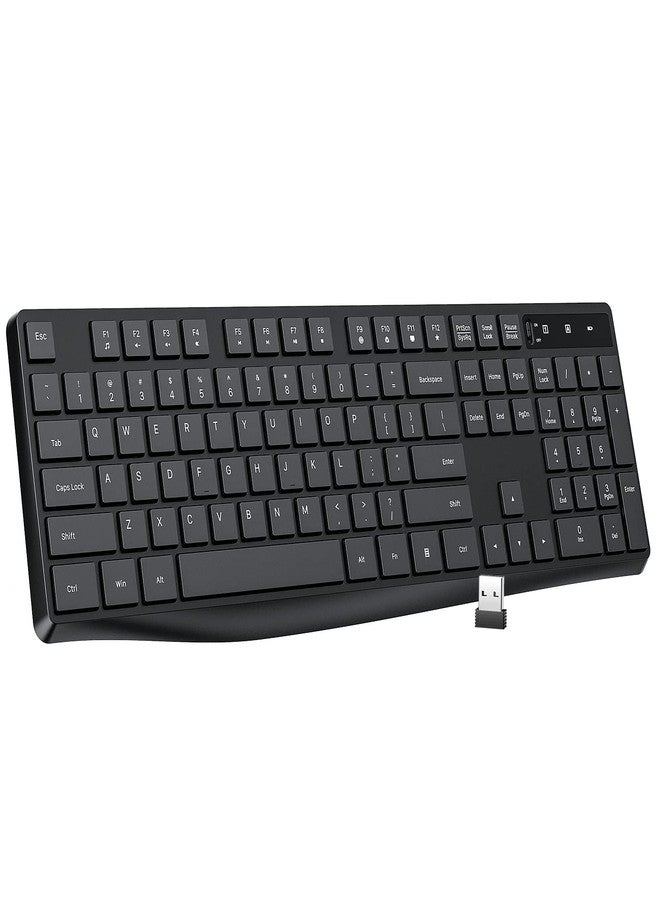 Lovaky MK98 Wireless Keyboard, 2.4G Ergonomic, Computer Keyboard, Enlarged Indicator Light, Full Size PC Keyboard with Numeric Keypad for Laptop, Desktop, Surface, Chromebook, Notebook, Black - Image 1