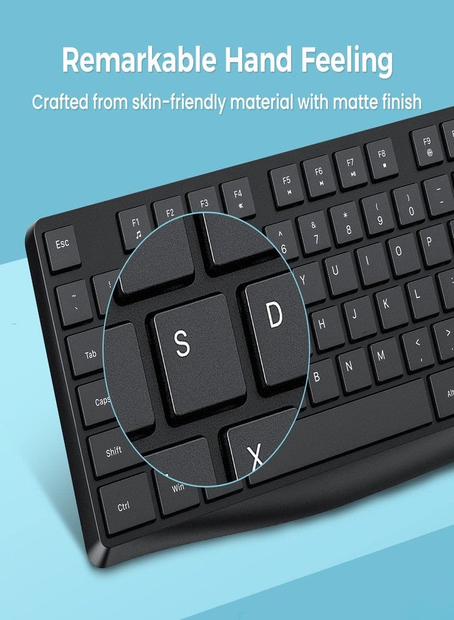 Lovaky MK98 Wireless Keyboard, 2.4G Ergonomic, Computer Keyboard, Enlarged Indicator Light, Full Size PC Keyboard with Numeric Keypad for Laptop, Desktop, Surface, Chromebook, Notebook, Black - Image 5