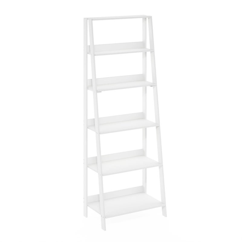 Furinno Ladder Bookcase Display Shelf 6Tier White