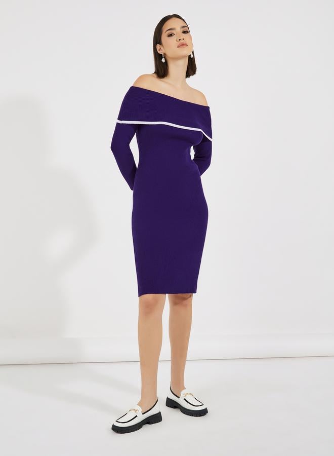 Styli Off-Shoulder Knit Dress - Image 4