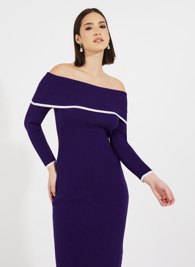 Styli Off-Shoulder Knit Dress - Image 5