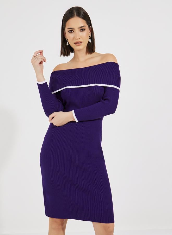Styli Off-Shoulder Knit Dress - Image 2