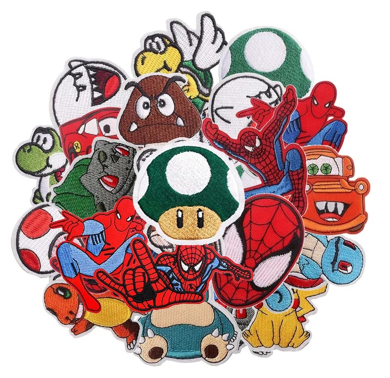 18pcs Decorative DIY Patches - Assorted Size Sew On or Iron On Appliques for Clothing, Jeans, Jackets, Pants, Dresses, Shoes, Hats, Handbags, Backpacks