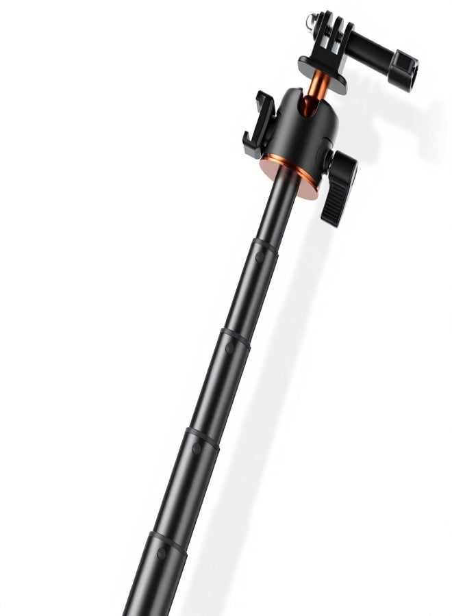 في ار اي جي حامل ثلاثي القوائم مُطوّر لكاميرات السيلفي الرياضية VRIG TP-08S، مصنوع من سبائك الألومنيوم، ارتفاعه الأقصى 55 سم/21.7 بوصة، مزود بقاعدة تثبيت للأحذية الباردة ورأس كروي قابل للدوران 360 درجة، بديل لكاميرات GoPro 13/12/11/10 - Image 2