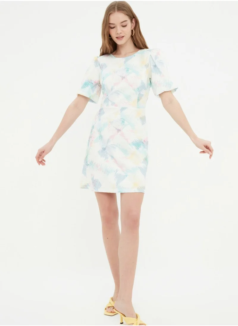 trendyol Balloon Sleeve Printed Dress