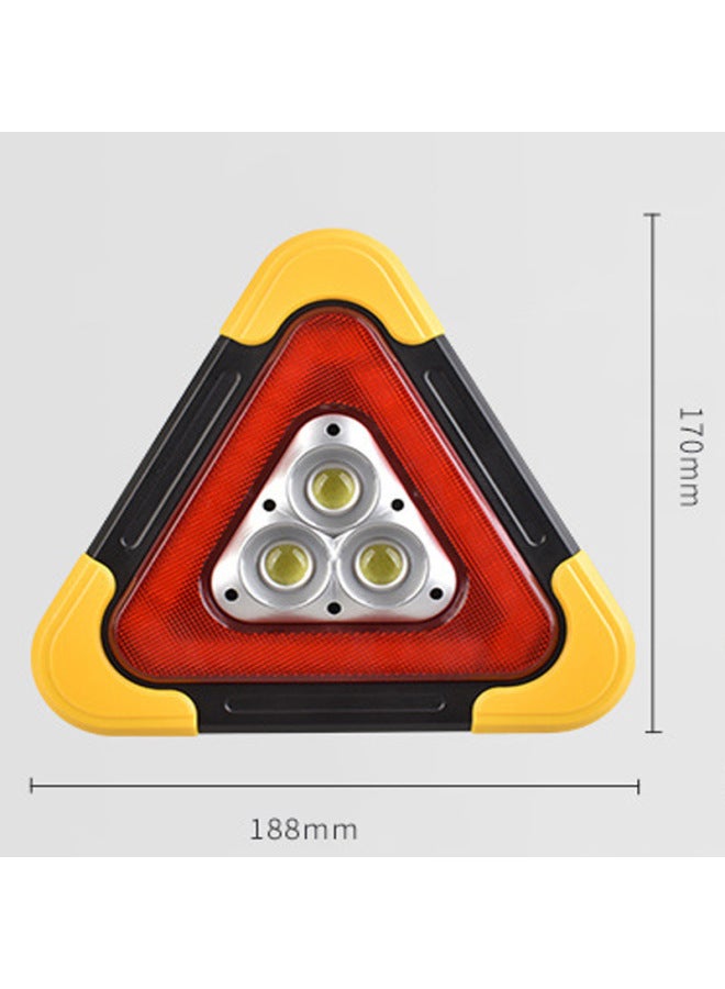 Loquat Triangular Solar Floodlight Car Red Light Warning Floodlight USB Charging Satchel COB Work Light-Color:Small 1 Light Battery Model - Image 1