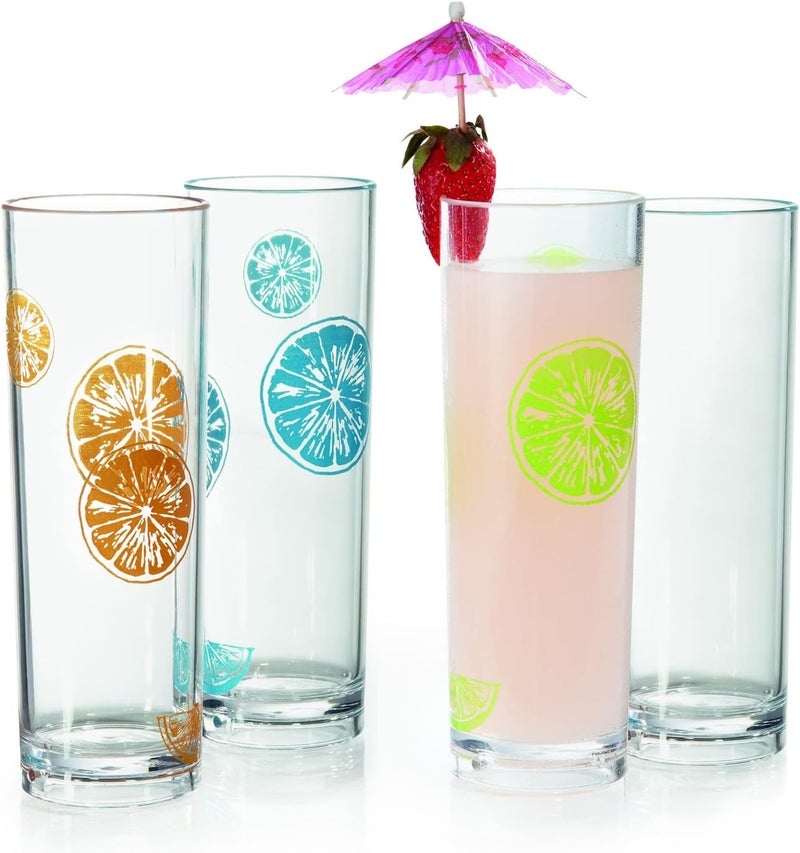 Get G.E.T. H-14-1-SAN-CL-EC Clear 14 oz. Tom Collins, Break Resistant Dishwasher Safe San Specialty Drinkware Collection (Pack of 4) - Image 2