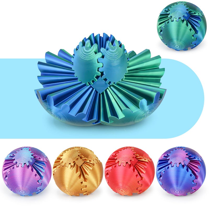 Minleway Gear Ball 3D Printed Cube Fidget Toy,Gear Sphere Fidget Toys,Sensory Toys for Stress and Anxiety Relief, Desk Toy Fidget Spinners,Stocking Stuffers for Adults & Kids Gift(Blue Green, 2.3 Inch) - Image 1