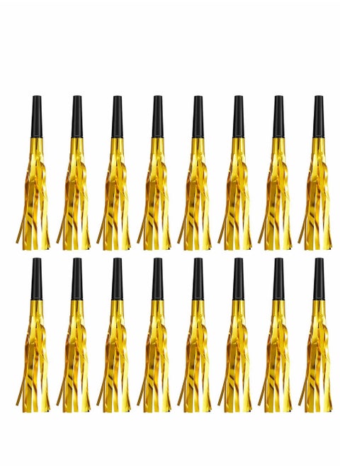 Party Whistles, Noisemakers Glitter Metallic Fringed 24 Pieces, Musical Blowouts Whistles Noisemakers for Birthday, Baby Shower, New Year, Graduation Party Favor Decoration Supplies