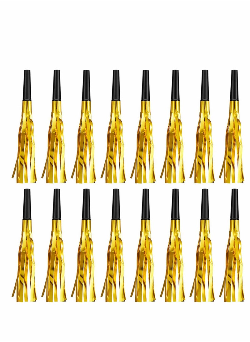 Excefore Party Whistles, Noisemakers Glitter Metallic Fringed 24 Pieces, Musical Blowouts Whistles Noisemakers for Birthday, Baby Shower, New Year, Graduation Party Favor Decoration Supplies  - Image 1