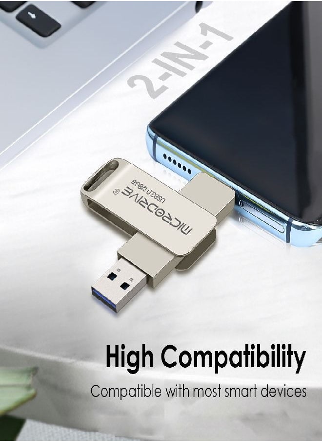 MicroDrive - MicroDrive 64gb For Pc & Phone Dual Flash Drive Type-C, Usb 3.0 Memory Stick, No App Required, For Photos, Videos, Backups - Image 1