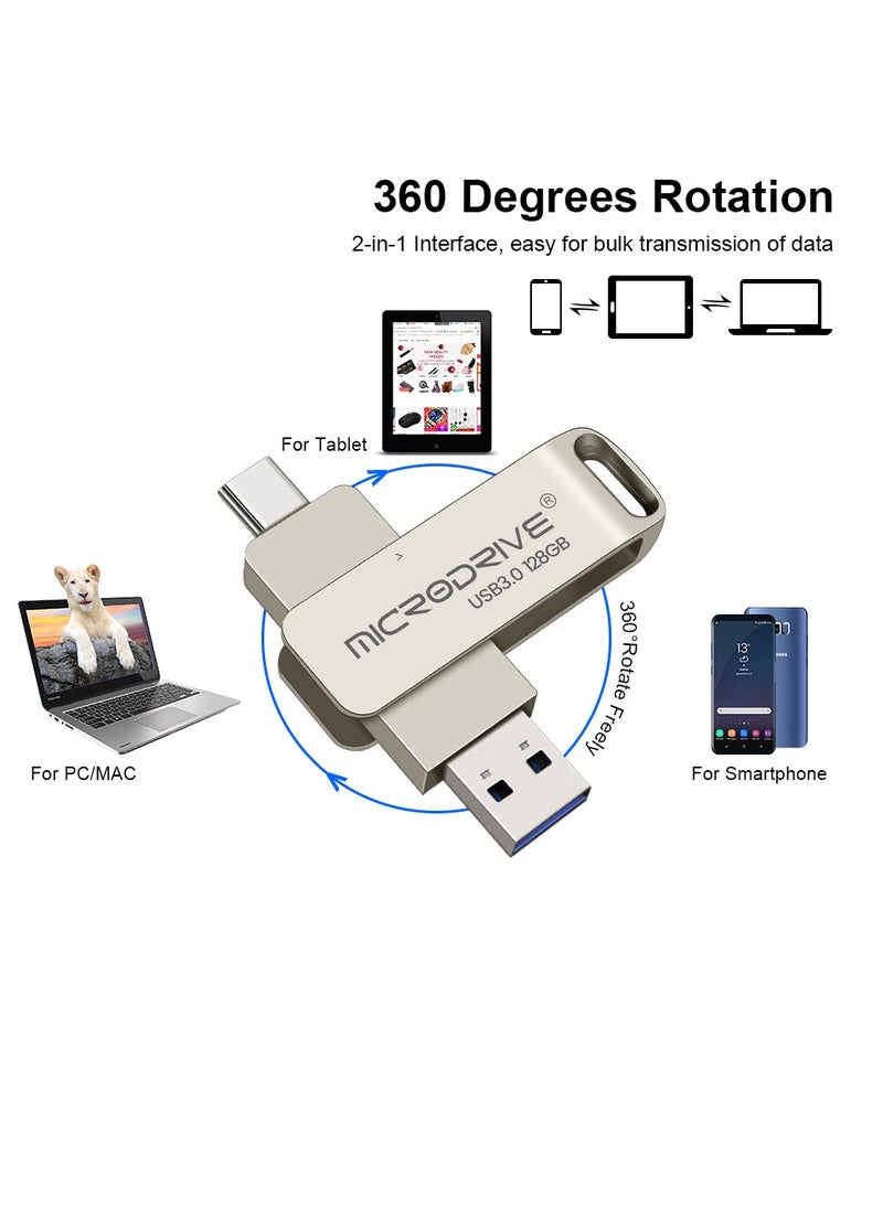 MicroDrive - MicroDrive 64gb For Pc & Phone Dual Flash Drive Type-C, Usb 3.0 Memory Stick, No App Required, For Photos, Videos, Backups - Image 1
