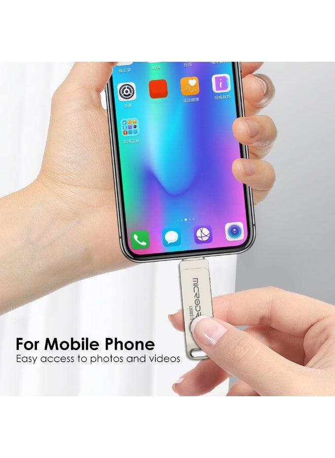 MicroDrive - MicroDrive 64gb For Pc & Phone Dual Flash Drive Type-C, Usb 3.0 Memory Stick, No App Required, For Photos, Videos, Backups - Image 1