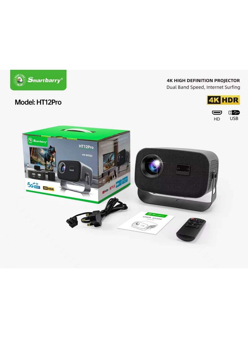 SMARTBARRY HT12 Pro 4K Ultra HD Smart Projector | 28000 Lumens | Android 13 | WiFi 6 & Bluetooth 5.2 | Auto Focus & Keystone | Home Theater & Outdoor Movie Projector - Image 1