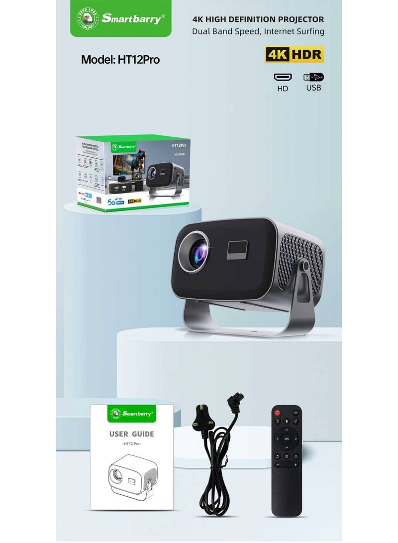 SMARTBARRY HT12 Pro 4K Ultra HD Smart Projector | 28000 Lumens | Android 13 | WiFi 6 & Bluetooth 5.2 | Auto Focus & Keystone | Home Theater & Outdoor Movie Projector - Image 2
