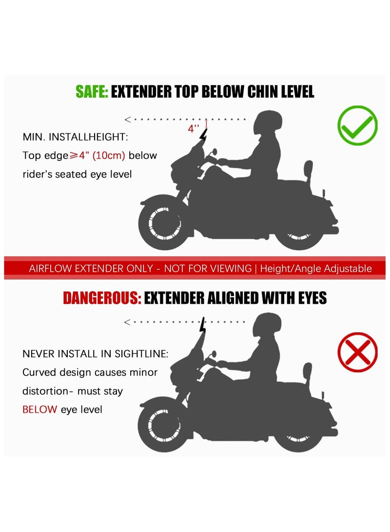 Generic Motorcycle Windshield Extension Small Airflow Extender Only - Not for Viewing Adjustable Clip on Windscreen Spoiler Deflector Universal Fit - Image 2