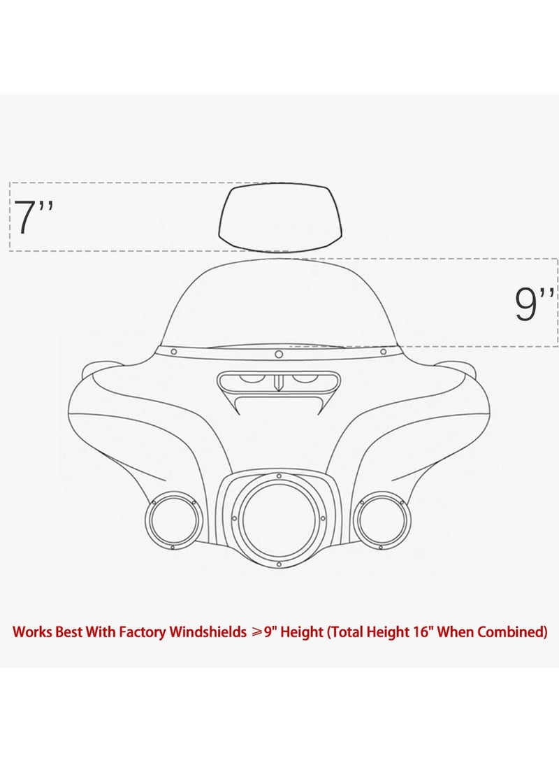 Generic Motorcycle Windshield Extension Small Airflow Extender Only - Not for Viewing Adjustable Clip on Windscreen Spoiler Deflector Universal Fit - Image 3