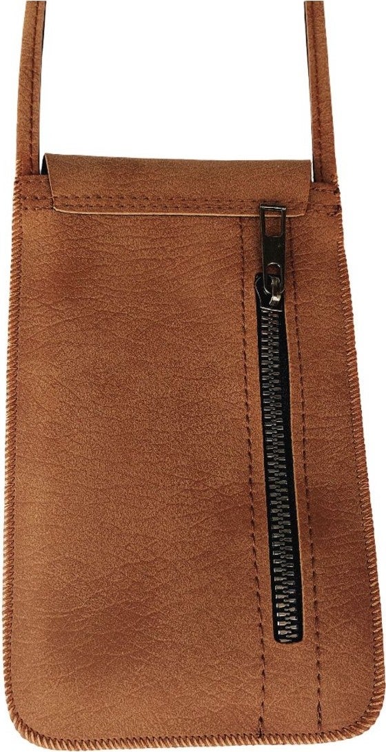 Cemmys Women's Cross Pattern Shoulder Strap Phone Bag Case - Tan - Ş  - Image 2