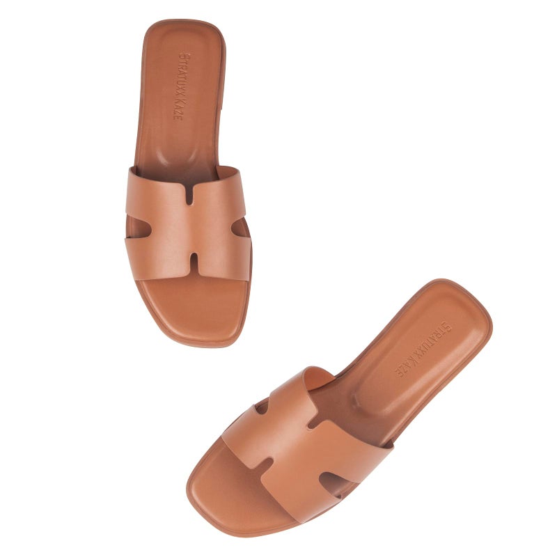 Stratuxx Kaze Open Toe Flat Dress Sandals Womens Slide Comfortable Summer Black, White, Tan Sandals for Women - Image 4