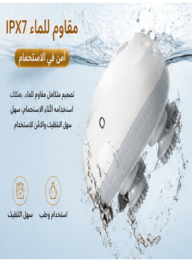 جهاز تدليك فروة الرأس الكهربائي بـ 96 عقدة عجن، مدلك رأس قابل لإعادة الشحن ومقاوم للماء لتخفيف التوتر ونمو الشعر - Image 2