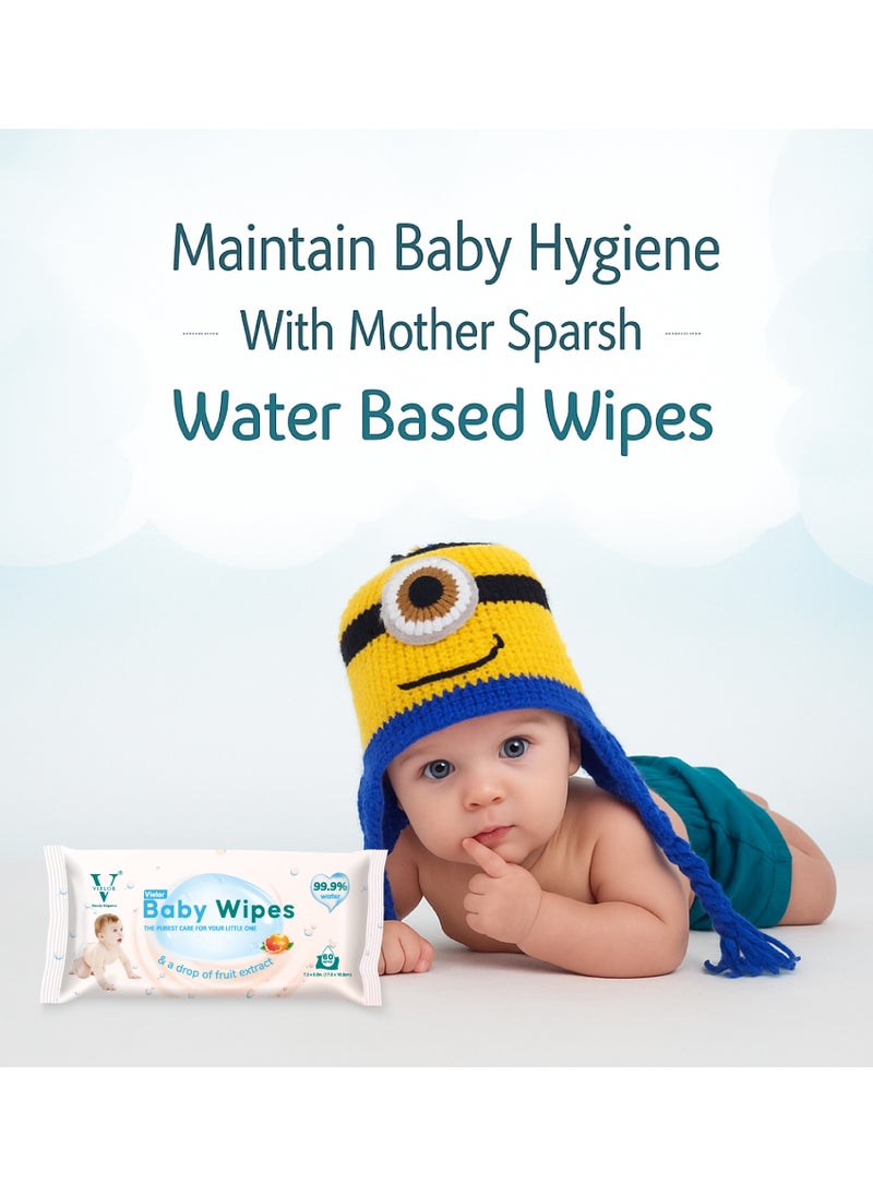 VIELOR - Premium Baby Wipes, 99.9% Water Based, Ultra-Thick, Soft & Pure Wipes, Unscented, Biodegradable, 100% Plastic Free, Safe for Newborns & Sensitive Skin, 720 Count (12 Packs x60). - Image 1