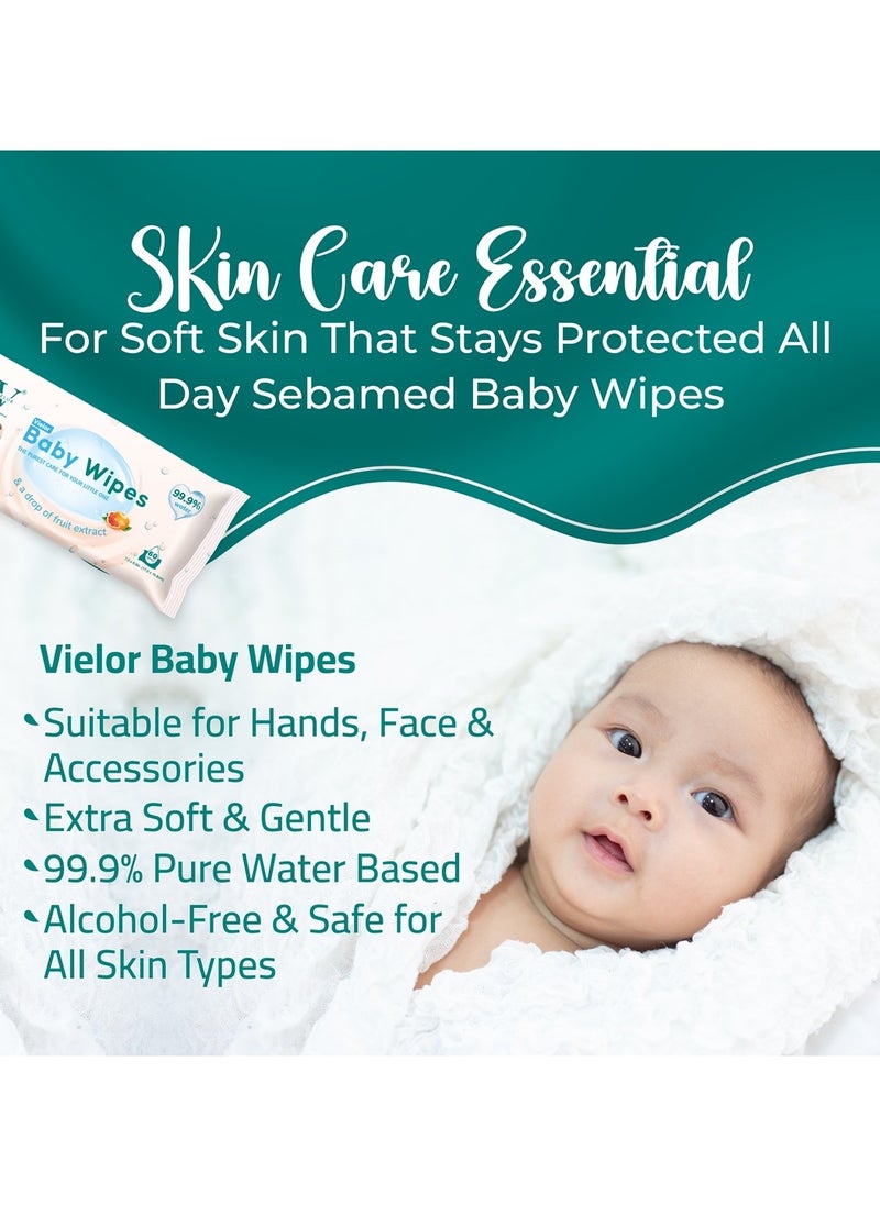 VIELOR - Premium Baby Wipes, 99.9% Water Based, Ultra-Thick, Soft & Pure Wipes, Unscented, Biodegradable, 100% Plastic Free, Safe for Newborns & Sensitive Skin, 720 Count (12 Packs x60). - Image 1