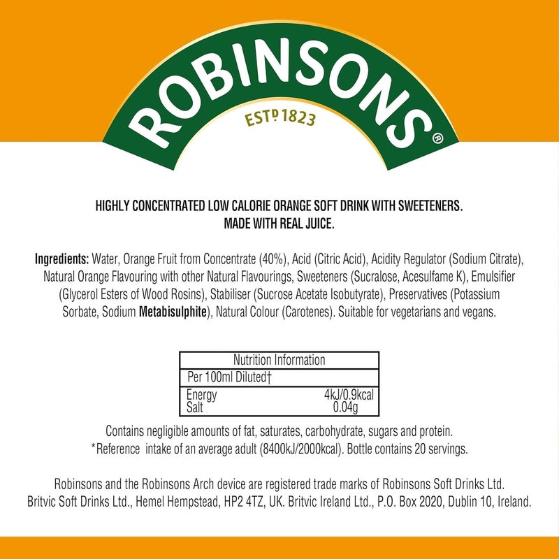 Robinsons Real Fruit Mini - Orange Concentrate 66 ML - No Added Sugar - Image 2