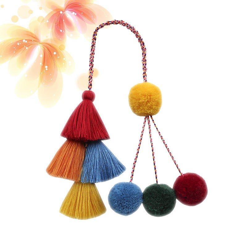 Tassel Bag Pendant Car Hanging Women Charming Handbag Wallet Accessories Fashion Diy Hand-woven Bohemia Hair Pendant (Light Multicolor) - Image 3