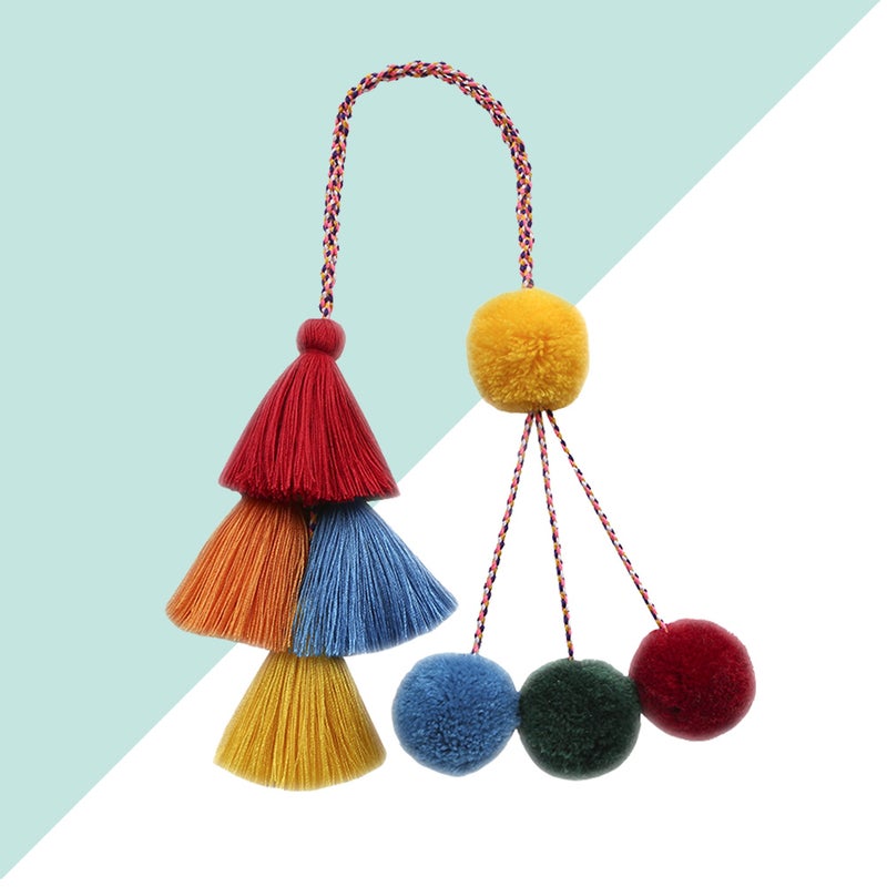 Tassel Bag Pendant Car Hanging Women Charming Handbag Wallet Accessories Fashion Diy Hand-woven Bohemia Hair Pendant (Light Multicolor) - Image 5