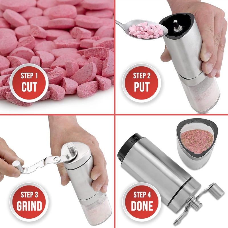 MEDca Best Pill Grinder Top Choice Pro Pill Mill Crusher and Cutter That Grinds Your Pills and Tablets to Help Make Taking Medication and Supplements Easier Manual Stainless Steel Design - Image 3
