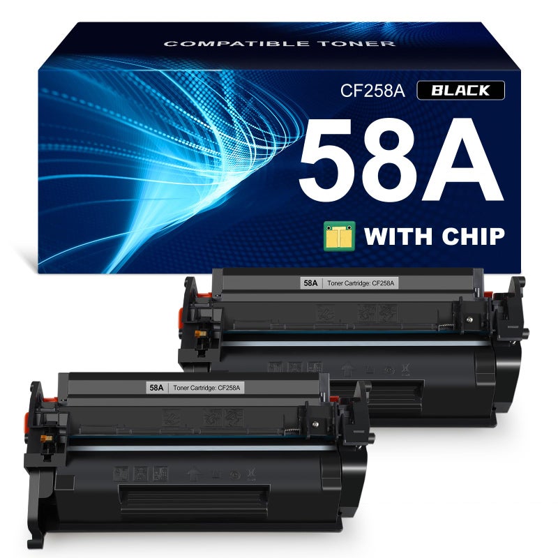 ALLWORK 58A Toner Cartridge Black (with chip) Compatible Replacement for HP 58A CF258A 58X CF258X Work with HP Laser MFP M428fdw M428fdn M428dw Pro M404n M404dn M404dw M406dn M430f M404 M428 Printer, 2-Pack - Image 1