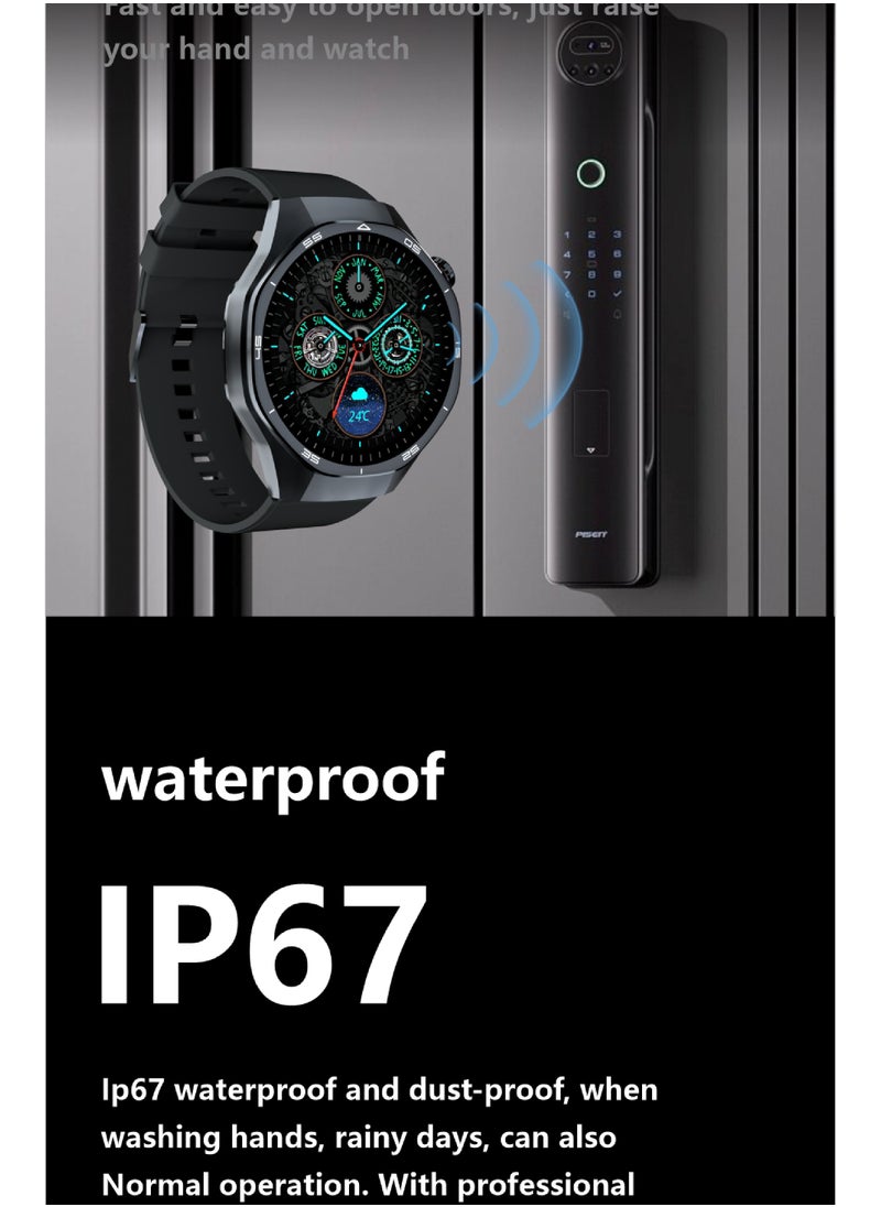 HT32 smartwatch OLED screen (466×466), IP68 waterproof, 1Gb memory, compass, true heart rate, blood oxygen, NFC, built-in music, recording, e-novel, photo album, full-screen lyrics, multi-sports, message notification, latest UI, 21 sets of business dials.