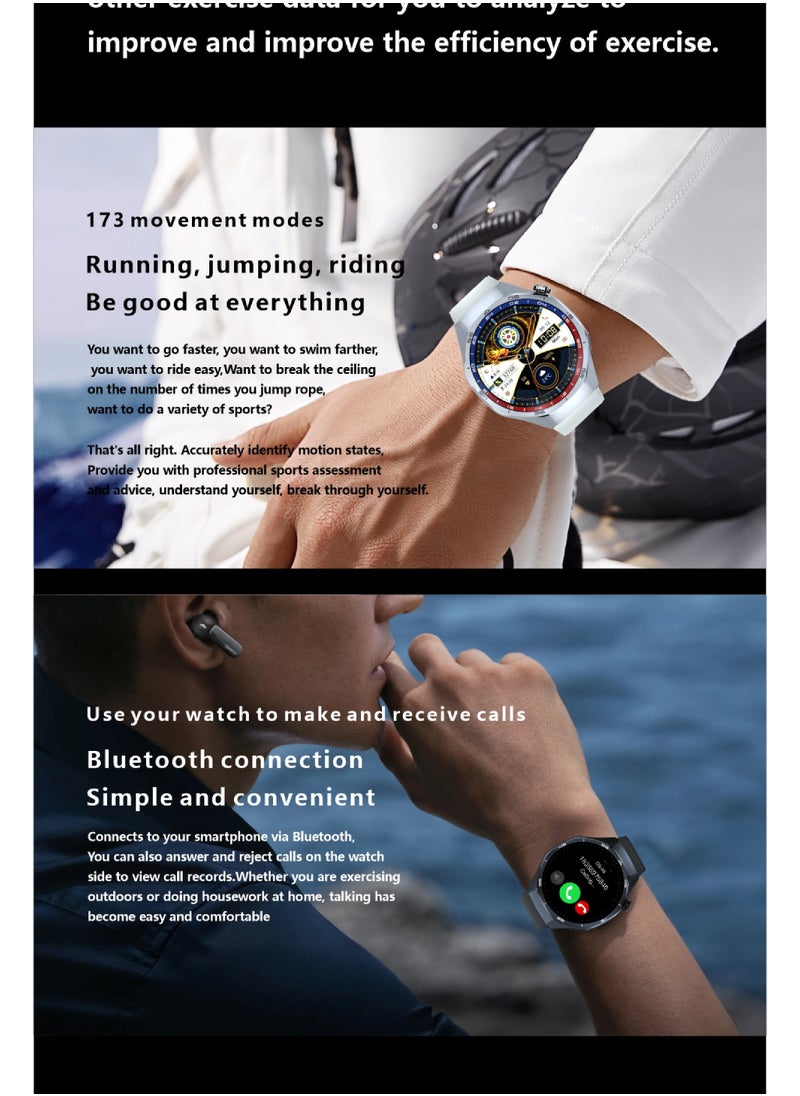 HT32 smartwatch OLED screen (466×466), IP68 waterproof, 1Gb memory, compass, true heart rate, blood oxygen, NFC, built-in music, recording, e-novel, photo album, full-screen lyrics, multi-sports, message notification, latest UI, 21 sets of business dials.