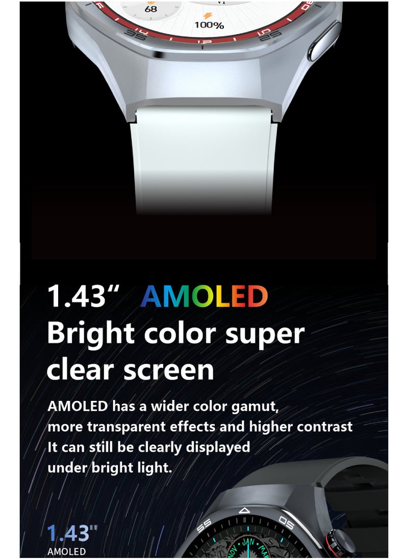HT32 smartwatch OLED screen (466×466), IP68 waterproof, 1Gb memory, compass, true heart rate, blood oxygen, NFC, built-in music, recording, e-novel, photo album, full-screen lyrics, multi-sports, message notification, latest UI, 21 sets of business dials.
