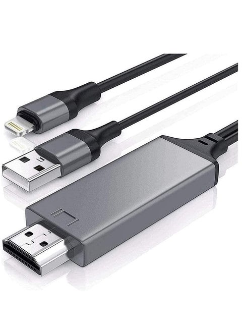 NTECH (Lightning to HDMI) Cable/Adapter Compatible With iPhone/iPad/MFi Certified Lightning Digital AV Adapter 1080p HDTV Connector Cable Compatible For iPhone 13/12/11/XS/X/8/7 to TV Projector