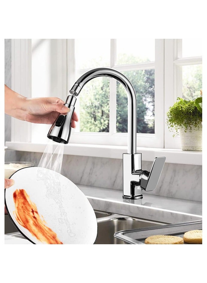 Universal Kitchen Faucet Sprayer Head, 3 Water Flow Modes, Chrome Steel, Pull-Down Replacement Head - Image 4
