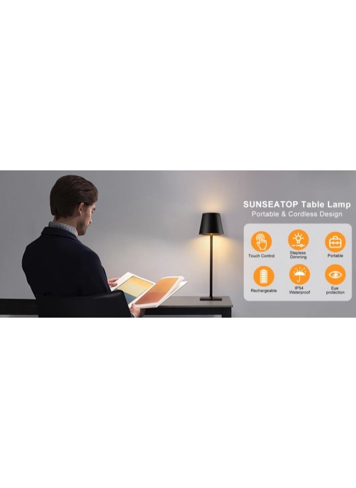 Generic - Cordless Table lampshade, Rechargeable LED Desk lampshade, Touch Control Night Light, Dimmable Bedside Lamp, Battery Operated Lamp, Portable Lamp for Bedroom, Office, Living Room, Outdoor, Dining Table - Image 1