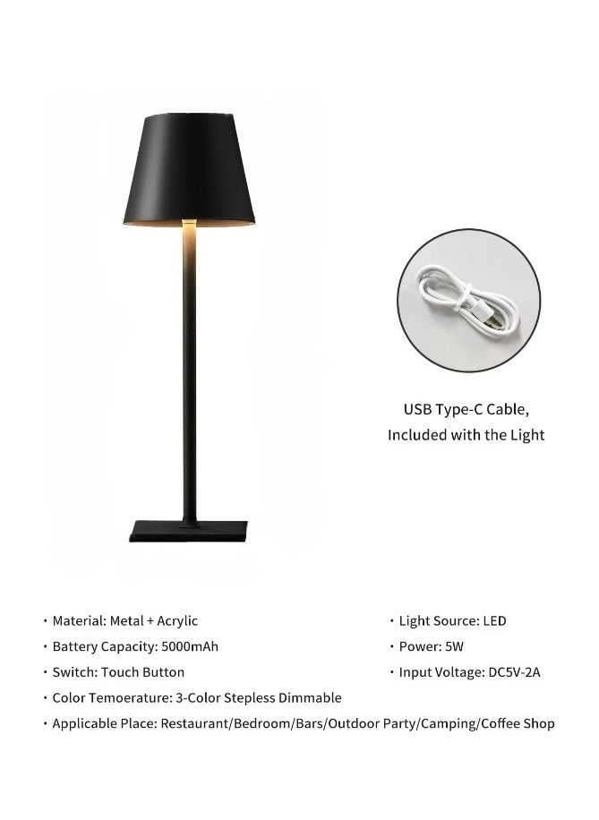Generic - Cordless Table lampshade, Rechargeable LED Desk lampshade, Touch Control Night Light, Dimmable Bedside Lamp, Battery Operated Lamp, Portable Lamp for Bedroom, Office, Living Room, Outdoor, Dining Table - Image 1
