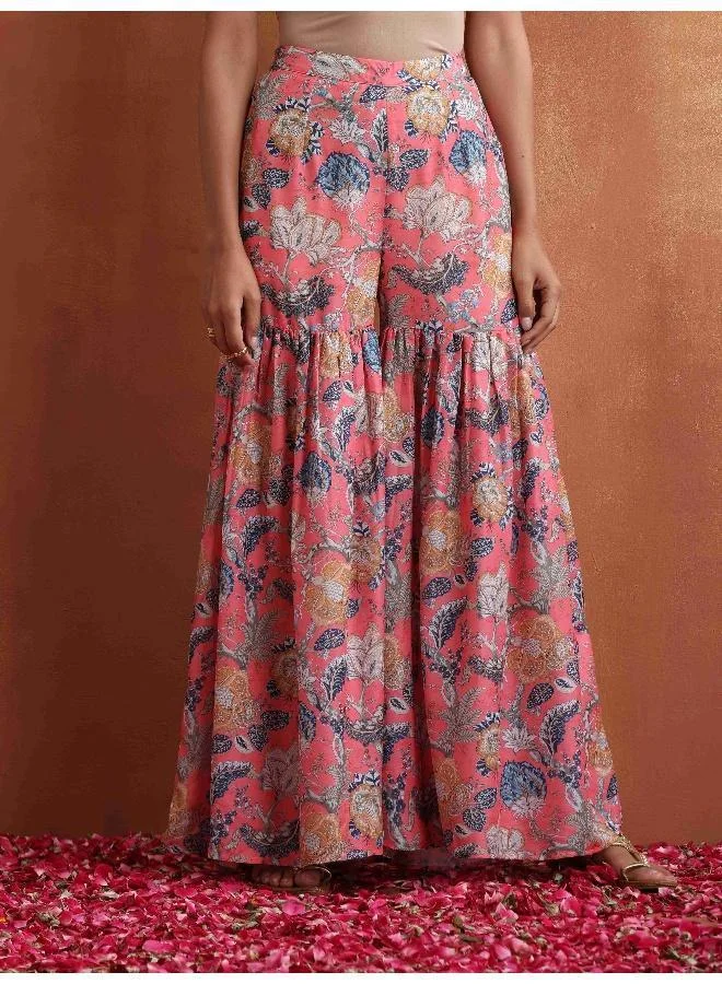 trueBrowns Orange Print Sharara Set