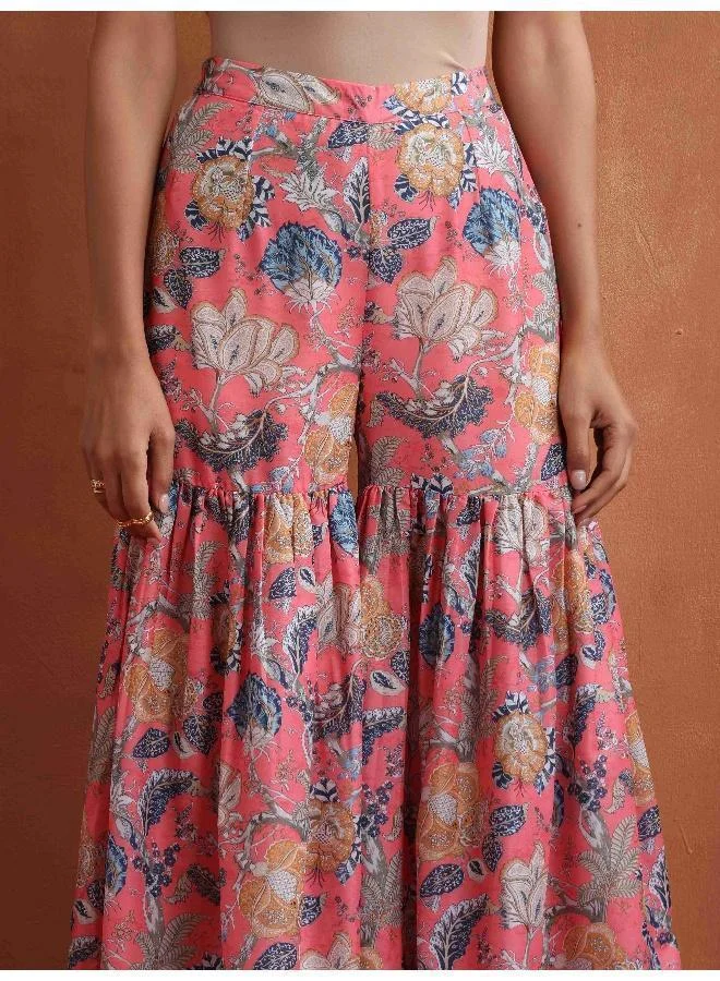 trueBrowns Orange Print Sharara Set